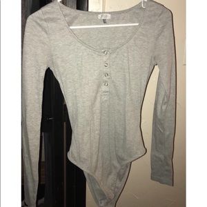 Grey Long Sleeve Body Suit